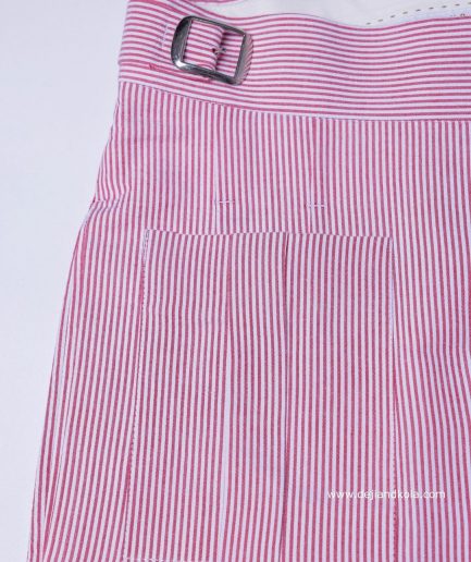A seersucker (rail road stripe) notch lapel suit with patch pocket