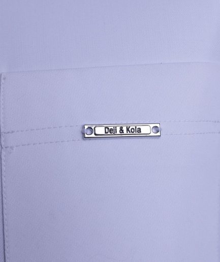 A White, front flap with mixed Swarovski buttons, patch pocket, free hand cuff with (keep walking) embroidery detailing African senator kaftan native.