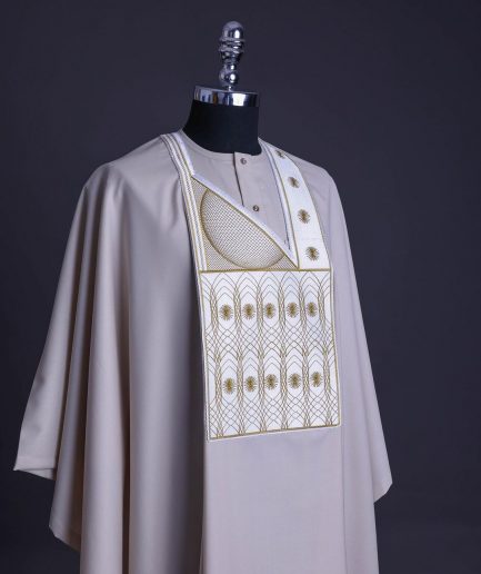 A Porcelain, Cloud and pattern embroidery detailing agbada