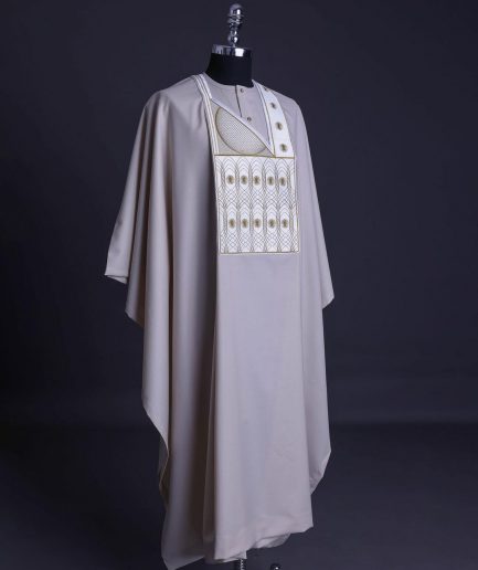 A Porcelain, Cloud and pattern embroidery detailing agbada