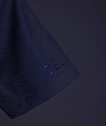 A Navy blue front flap, patch pocket with spiral embroidery detailing African senator Kaftan