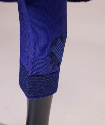 A Navy blue aso-oke, spiral embroidery detailing agbada