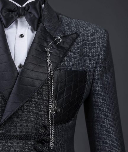 A “Chequered” grey and black double-breasted royal tuxedo suit