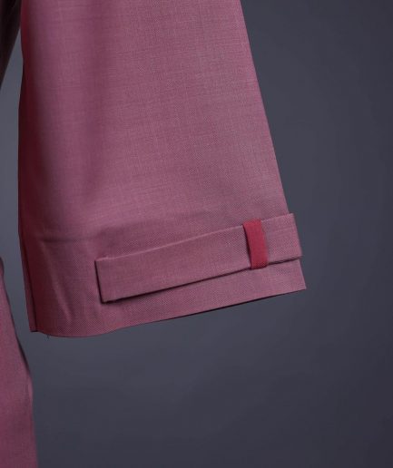 A Mauve, Front flap with silver Swarovski button, 3/4 sleeve with combat patch pocket details African senator kaftan native.