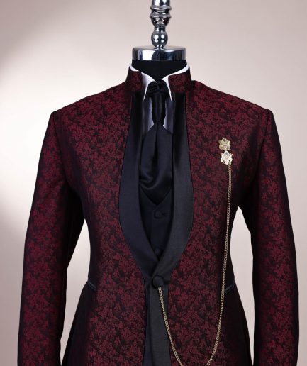 A Reloaded “Pope” Monochrome Black And Burgundy Suit