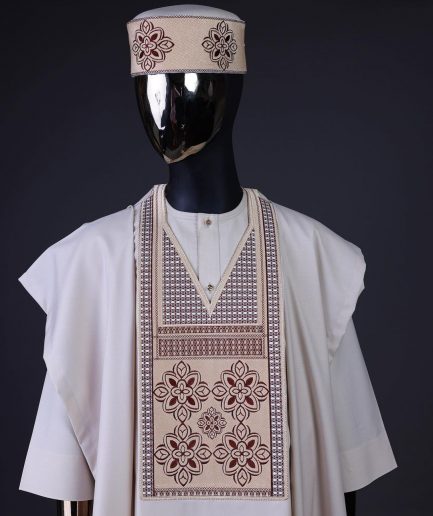 A Porcelain, dotted and woven Cloud and pattern embroidery detailing agbada