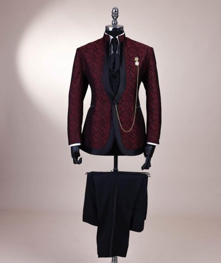 A Reloaded “Pope” Monochrome Black And Burgundy Suit