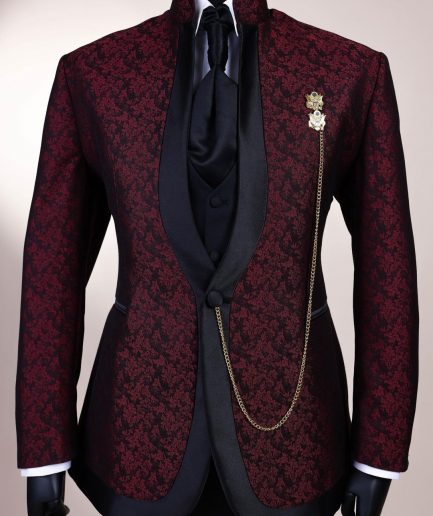 A Reloaded “Pope” Monochrome Black And Burgundy Suit