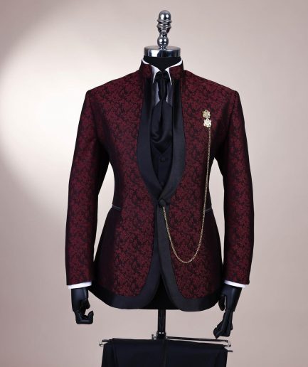 A Reloaded “Pope” Monochrome Black And Burgundy Suit