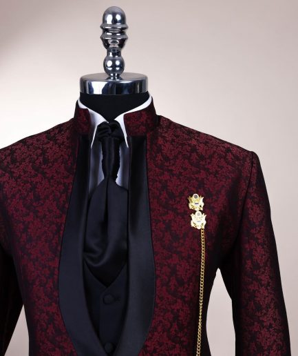 A Reloaded “Pope” Monochrome Black And Burgundy Suit