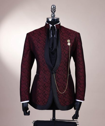 A Reloaded “Pope” Monochrome Black And Burgundy Suit