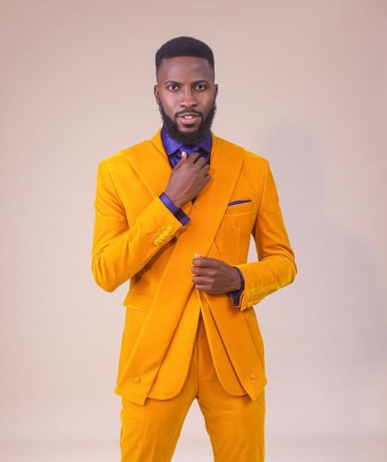 A Mustard yellow “X” one button Notch lapel suit