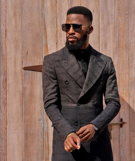 A “scritto” black and grey mix - inscribe your name (dejiandkola) - black embroidery double breasted suit