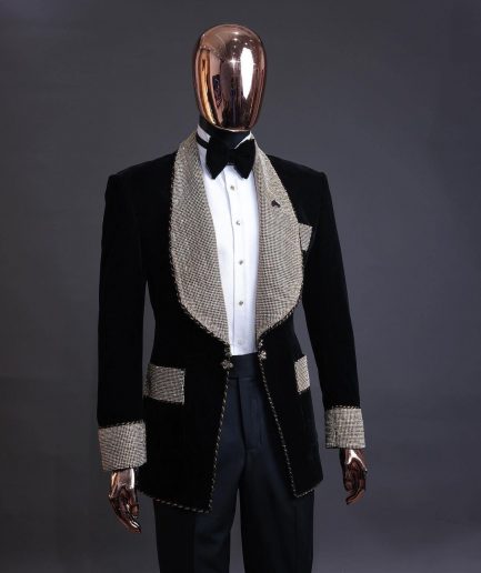 The “Jackson”, Gold Trim bling layered shawl lapel tuxedo suit