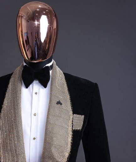 The “Jackson”, Gold Trim bling layered shawl lapel tuxedo suit