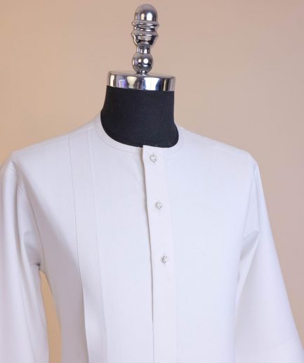 A White, Front flap with clear view Swarovski buttons, 3/4 sleeve African senator kaftan native.