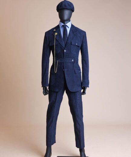 A “Combat” Navy Blue Corduroy, 3 Button Safari Suit