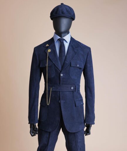 A “Combat” Navy Blue Corduroy, 3 Button Safari Suit