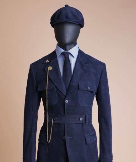 A “Combat” Navy Blue Corduroy, 3 Button Safari Suit