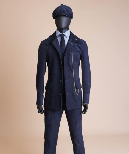 A Navy Blue Corduroy Shirt Jacket