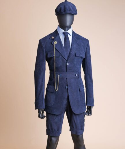 A “Combat” Navy Blue Corduroy, 3 Button Safari Suit