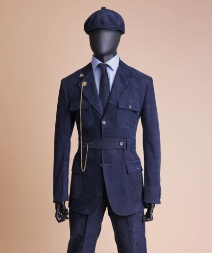 A “Combat” Navy Blue Corduroy, 3 Button Safari Suit