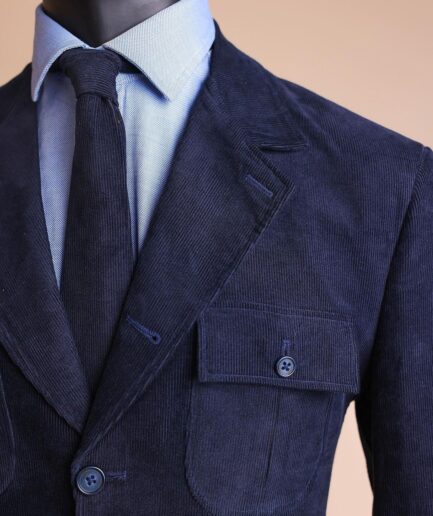A “Combat” Navy Blue Corduroy, 3 Button Safari Suit