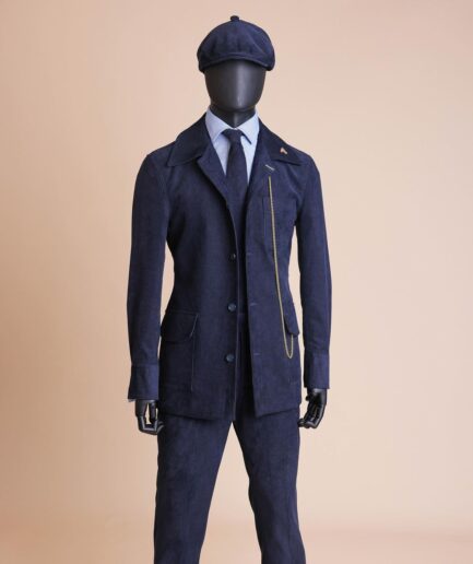 A Navy Blue Corduroy Shirt Jacket