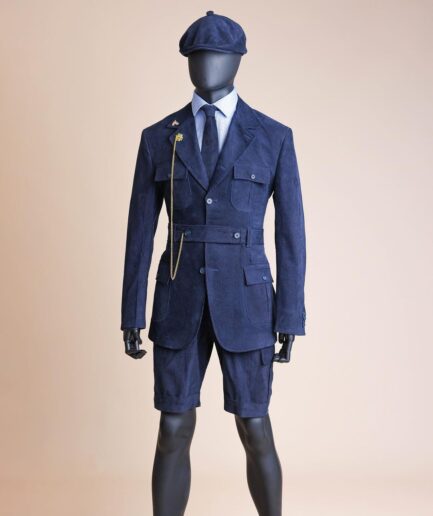A “Combat” Navy Blue Corduroy, 3 Button Safari Suit