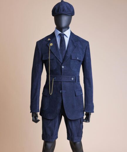 A “Combat” Navy Blue Corduroy, 3 Button Safari Suit