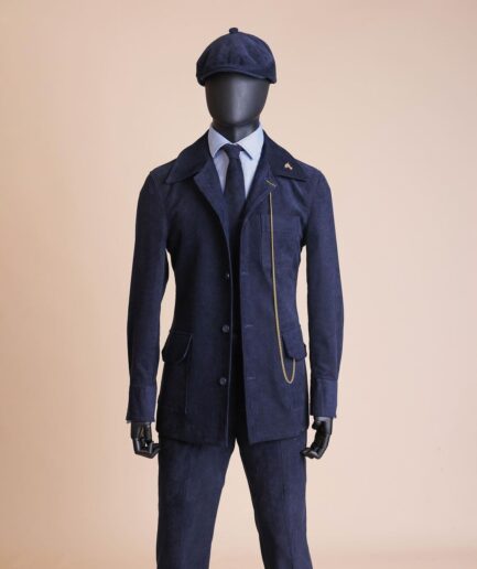 A Navy Blue Corduroy Shirt Jacket