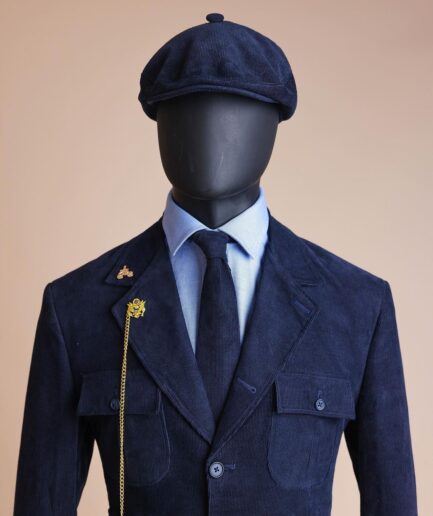 A “Combat” Navy Blue Corduroy, 3 Button Safari Suit