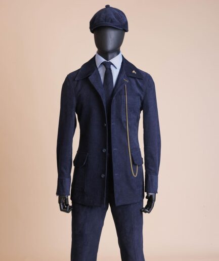 A Navy Blue Corduroy Shirt Jacket