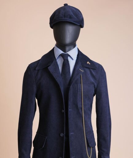 A Navy Blue Corduroy Shirt Jacket