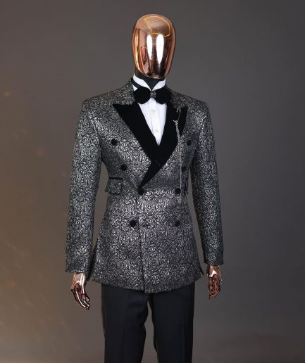 The “Love don’t Cost Shishi ” peak lapel, high pocket tuxedo suit
