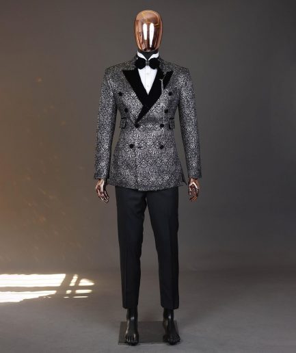 The “Love don’t Cost Shishi ” peak lapel, high pocket tuxedo suit