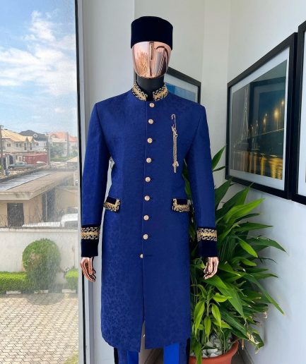 A Navy blue “Prince of Persia” ceremonial trench suit