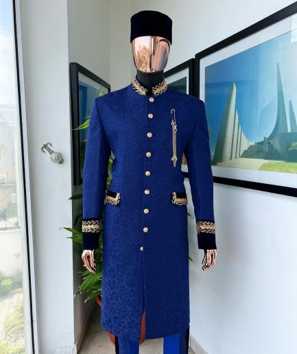 A Navy blue “Prince of Persia” ceremonial trench suit