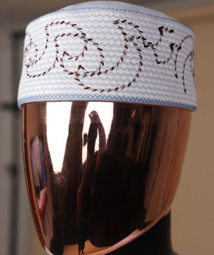 A White, summer time and splashed metallic wire embroidery details agbada