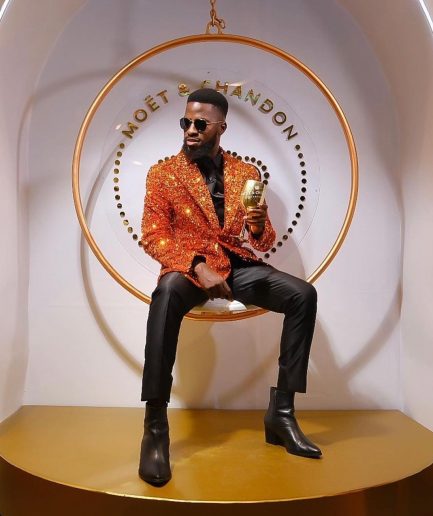 The “Young and Restless” fire orange peak lapel sequin suit