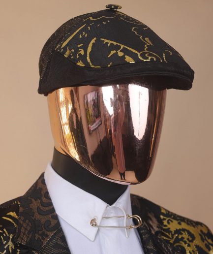 The “gogo” limited edition gold and black mixed jacquard fabric notch lapel metallic jacquard suit