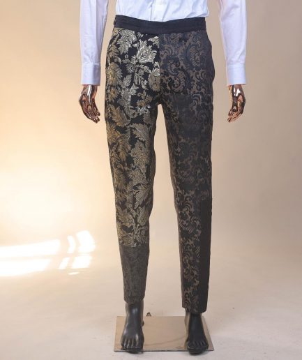 The “gogo” limited edition gold and black mixed jacquard fabric notch lapel metallic jacquard suit