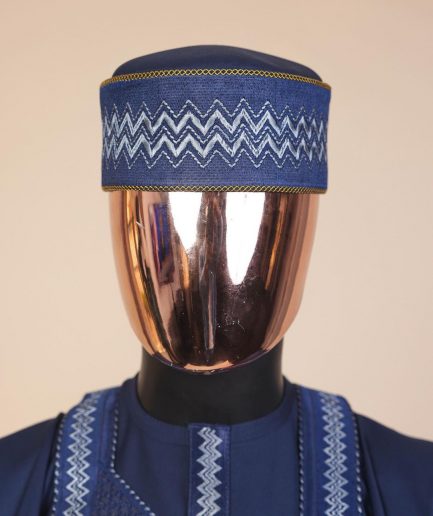 A Navy Blue Embroidery Design Round Cap