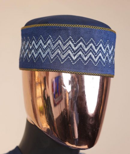 A Navy Blue Embroidery Design Round Cap