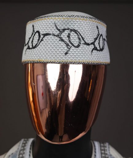 A Pearl River Grey, House Of Dragon Embroidery Details Agbada