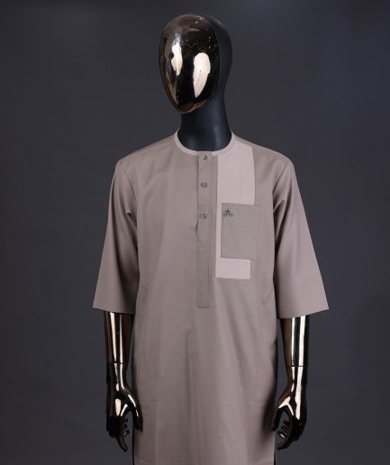 A Mix of brown, front flap with clear view Swarovski button details kaftan and sokoto