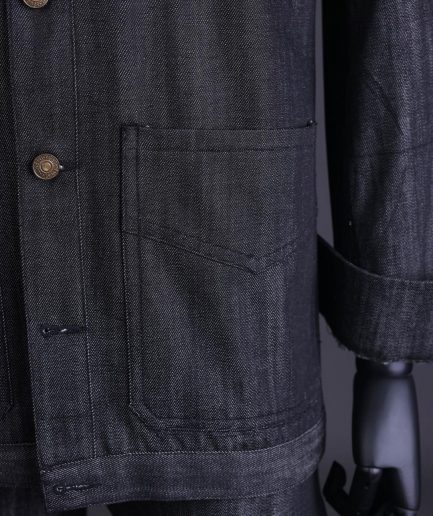 A Branded black greyscale, denim shirt jacket
