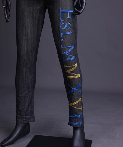 A Branded black greyscale, denim shirt jacket