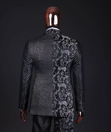 The “Gogo” Limited Edition Gold and Silver Mixed Jacquard Fabric Peak Lapel Metallic Jacquard Suit