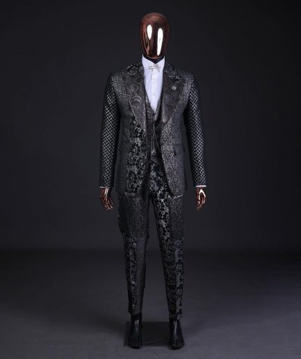 The “Gogo” Limited Edition Gold and Silver Mixed Jacquard Fabric Peak Lapel Metallic Jacquard Suit